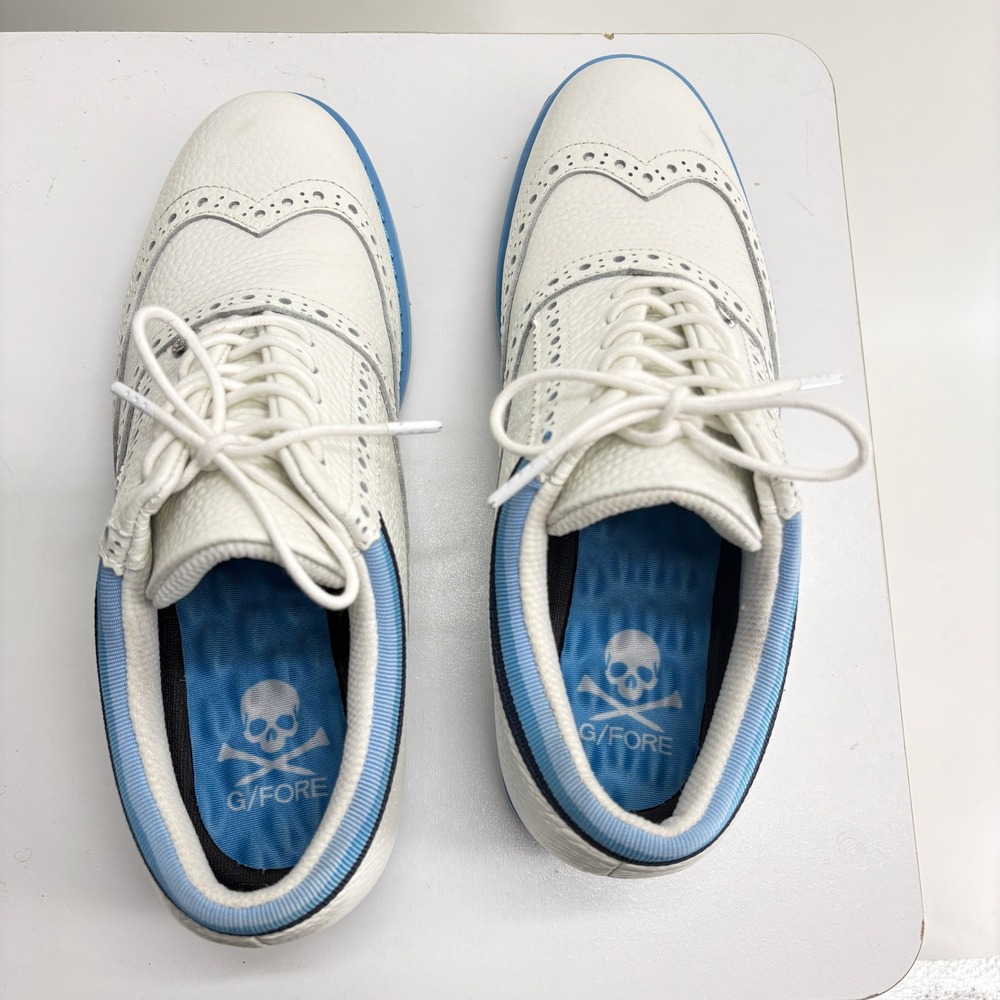 G/FORE Gallivanter Womens Golf Shoes White Blue Leather Wingtip G4LS21EF08 7.5 - Picture 6 of 13